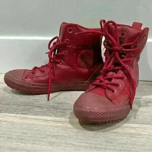 Converse All Star Asphalt Boot High Top Shoes Red Sneakers Chucks Junior Size 4